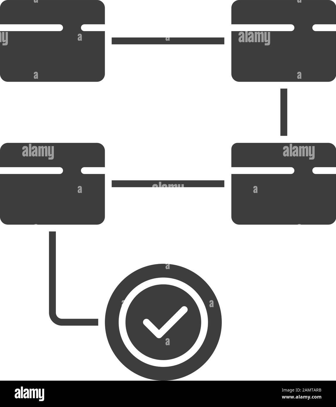 Icône glyphe du diagramme d'activité. Actions de flux de travail. Carte de processus. Organigramme de déploiement. Étapes de résolution des problèmes. Mouvement vers l'objectif. Symbole silhouette. Négatif Illustration de Vecteur