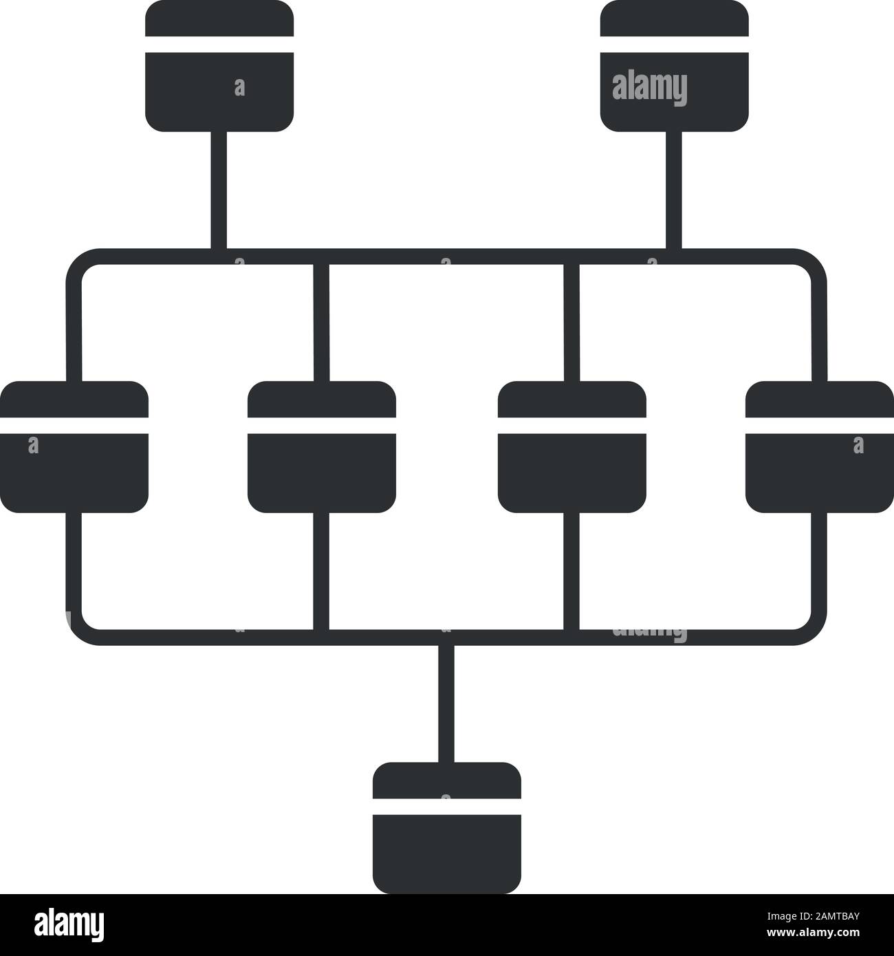 Icône glyphe du diagramme réseau. Schéma du cluster. Informatique ...