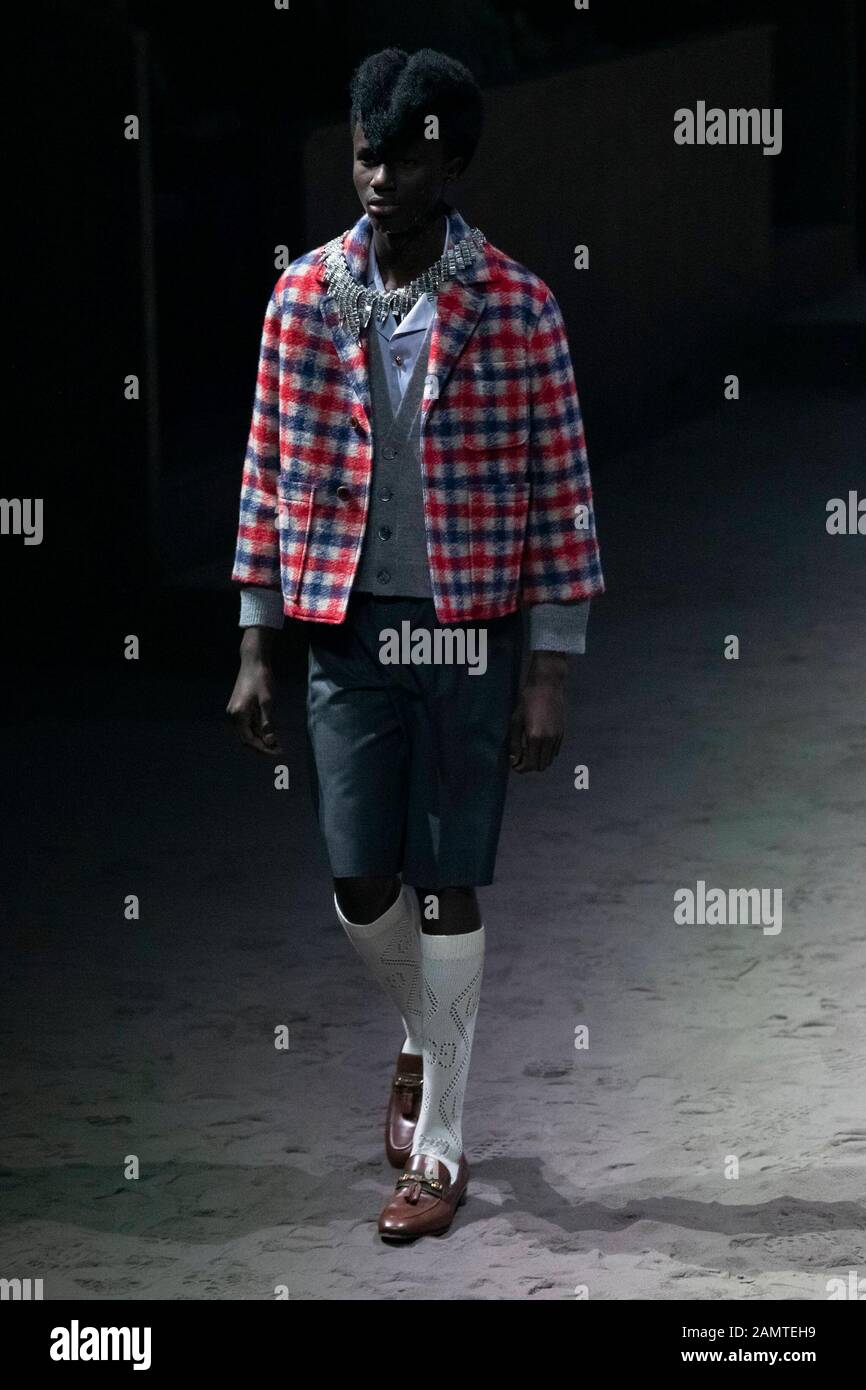 Milan, Italie. 14 janvier 2020. Gucci Fall/Winter 2020/2021 Runway Durant La Semaine De La Mode De Milan Hommes‚Äôs Janvier 2020 - Milan, Italie 14/01/2020 | Usage Dans Le Monde Crédit: Dpa/Alay Live News Banque D'Images