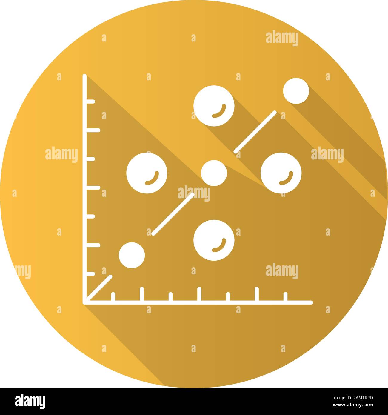 Icône de glyphe d'ombre longue à motif plat de tracé Scatter. Diagramme De Dispersion. Diagramme mathématique. Représentation de l'information. Tracer sur le plan de coordonnées. Données vis Illustration de Vecteur