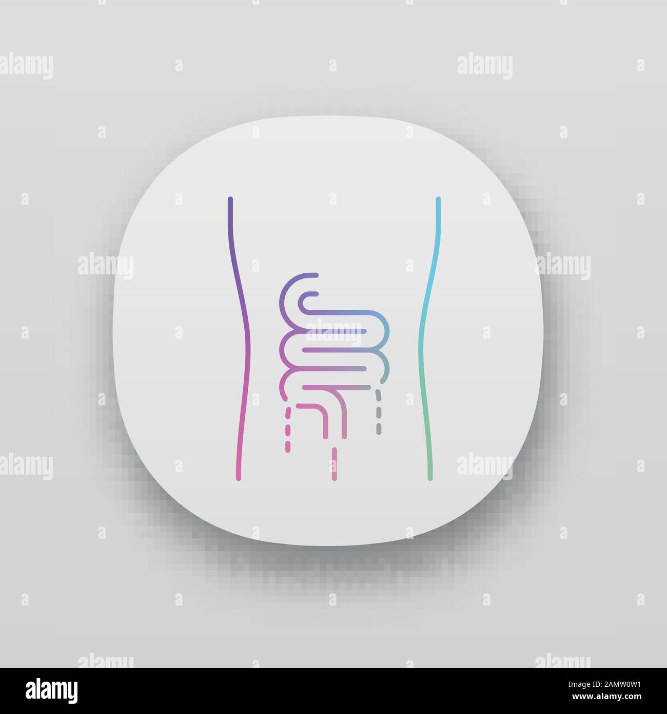 Icône de l'application intestins malades. Organe humain douloureux