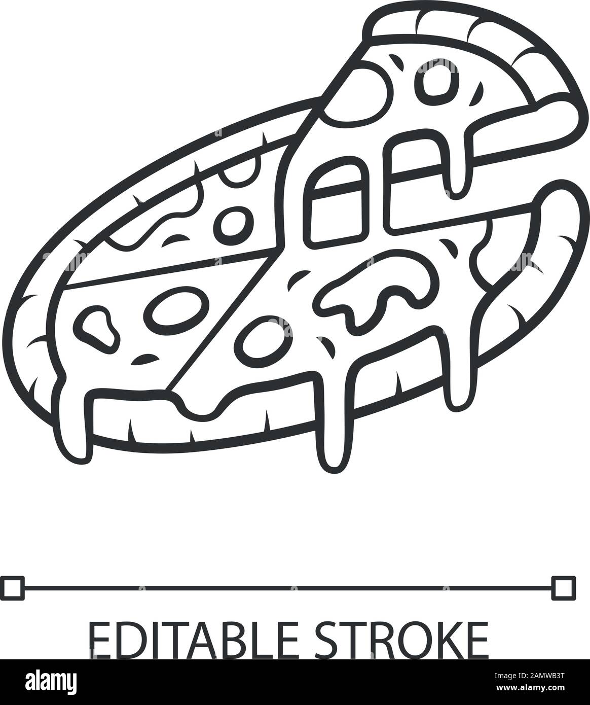 Icône linéaire de pizza en tranches. Pizzeria, restaurant, menu café. Cuisine italienne traditionnelle. Livraison rapide des aliments. Illustration de la ligne fine. Symbole de contour. Vecto Illustration de Vecteur