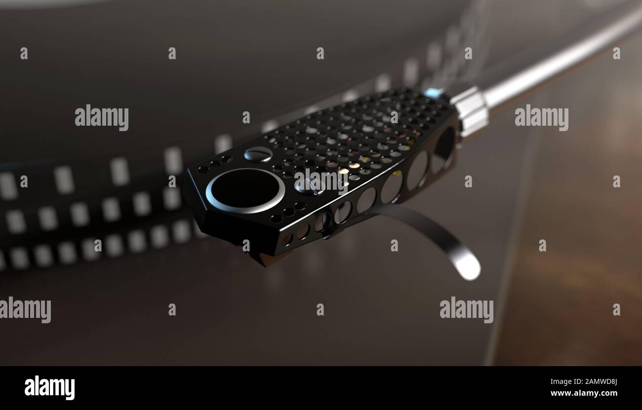 Un lecteur d'enregistrement vintage sans marque de platine sur un fond sombre rétroéclairé par moody - rendu tridimensionnel Banque D'Images