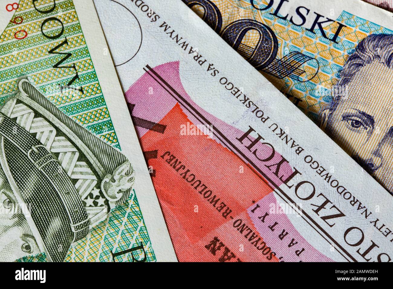 Ancien communiste polonais, des notes, de l'argent de l'ex-République populaire de Pologne. Banque D'Images