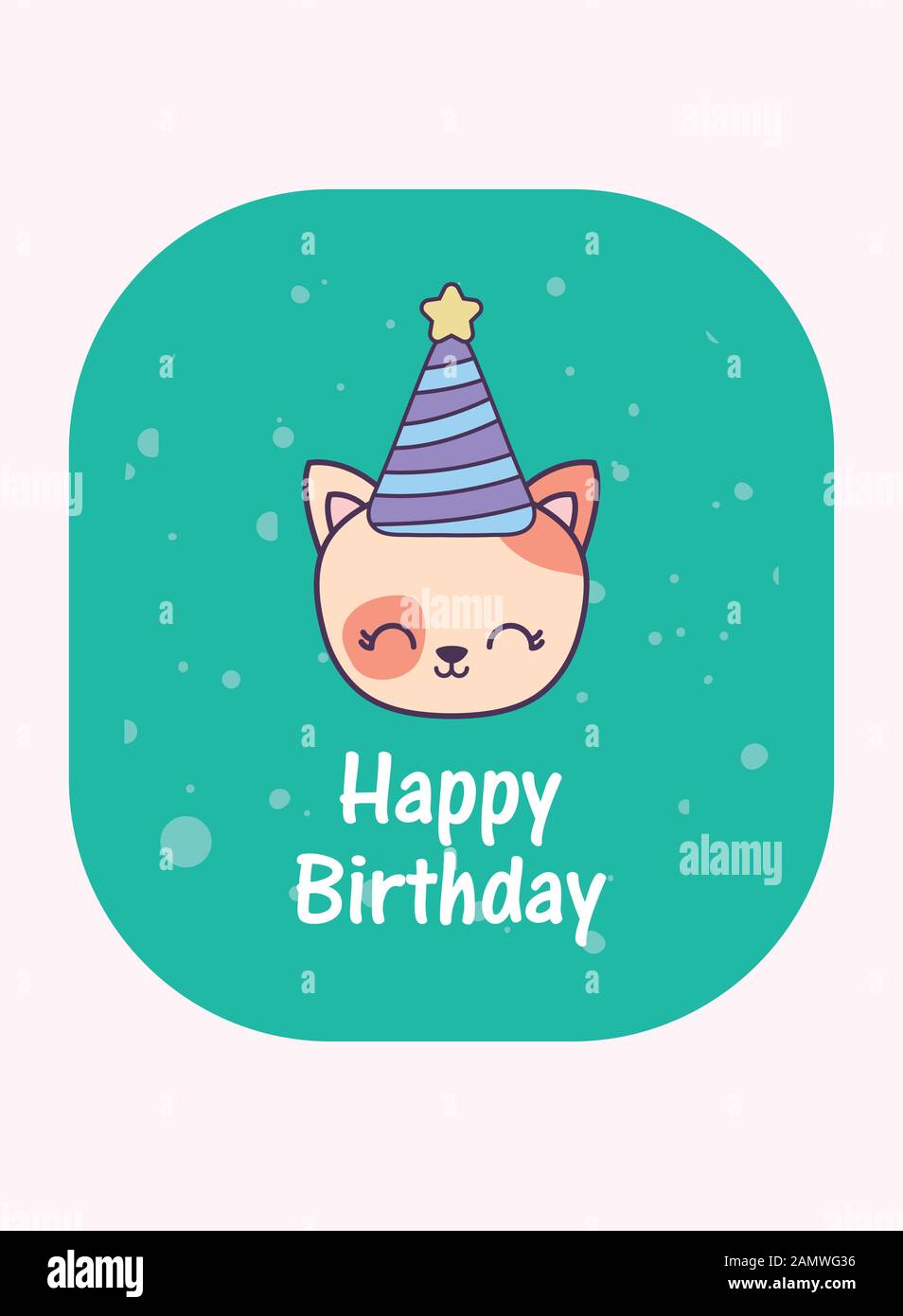 Dessin Anime De Chat Avec Chapeau Carte D Anniversaire Joyeuse Celebration Decoration Anniversaire De Fete Surprise Et Invitation Theme Illustration Vectorielle Image Vectorielle Stock Alamy