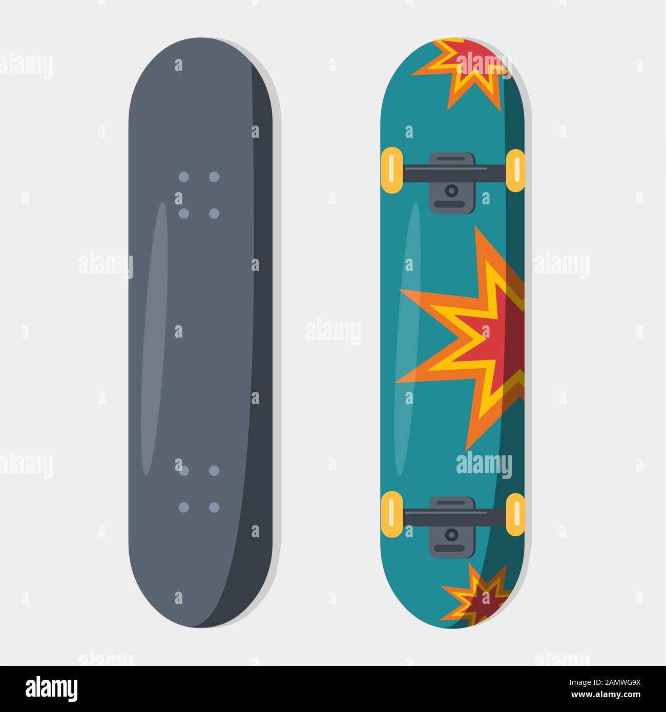 Skateboard en vue de dessus d'illustration vectorielle isolés Illustration de Vecteur