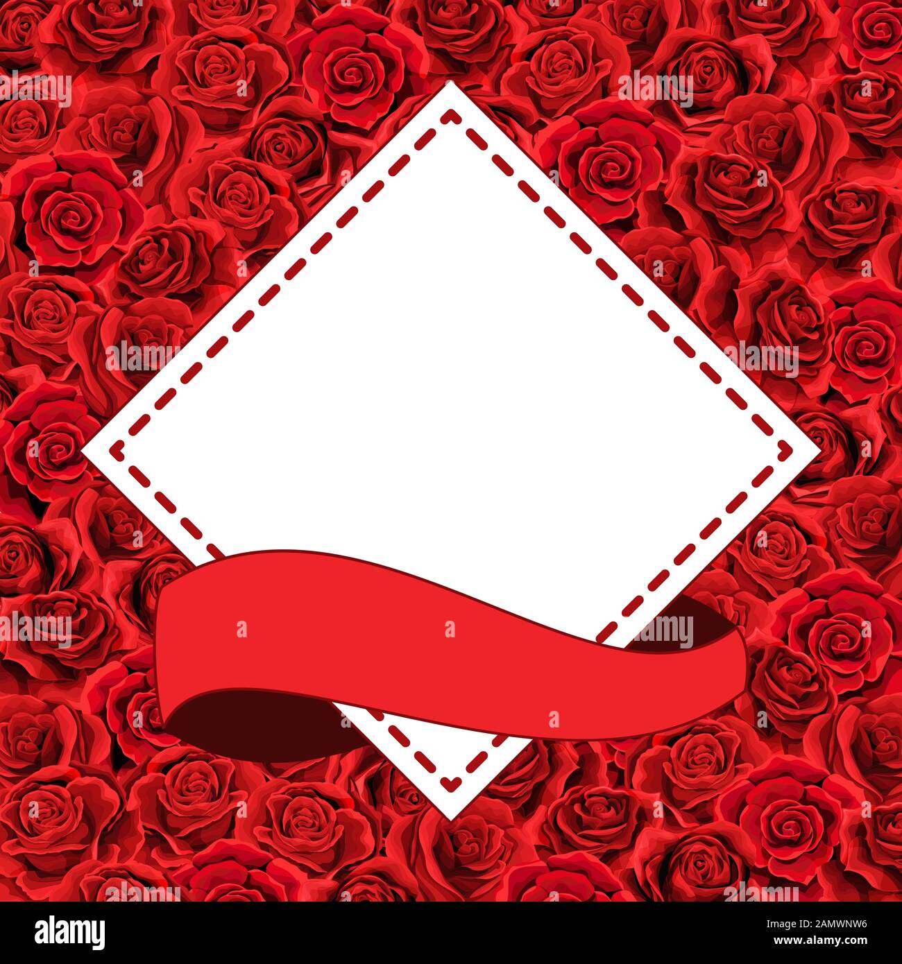 Roses rouges bouquet floral élégant comme cadre. L'été vecteur conception frontière Illustration de Vecteur