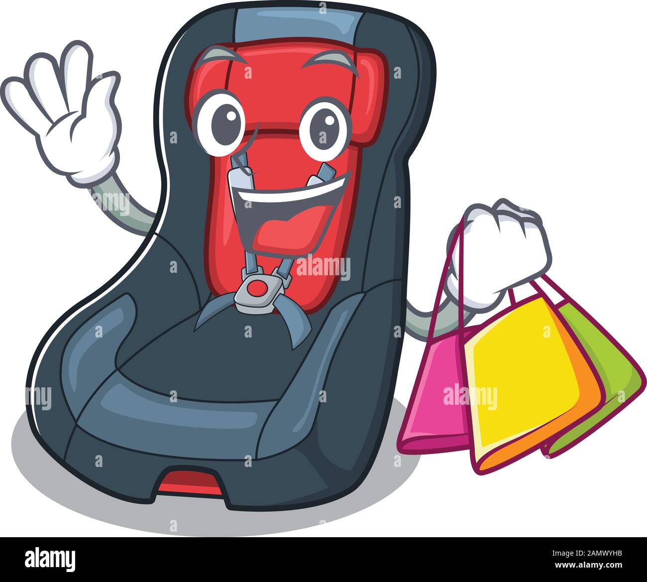 Un Siege De Bebe Riche Et Heureux Pour La Pose Et Le Maintien Du Sac De Shopping Image Vectorielle Stock Alamy