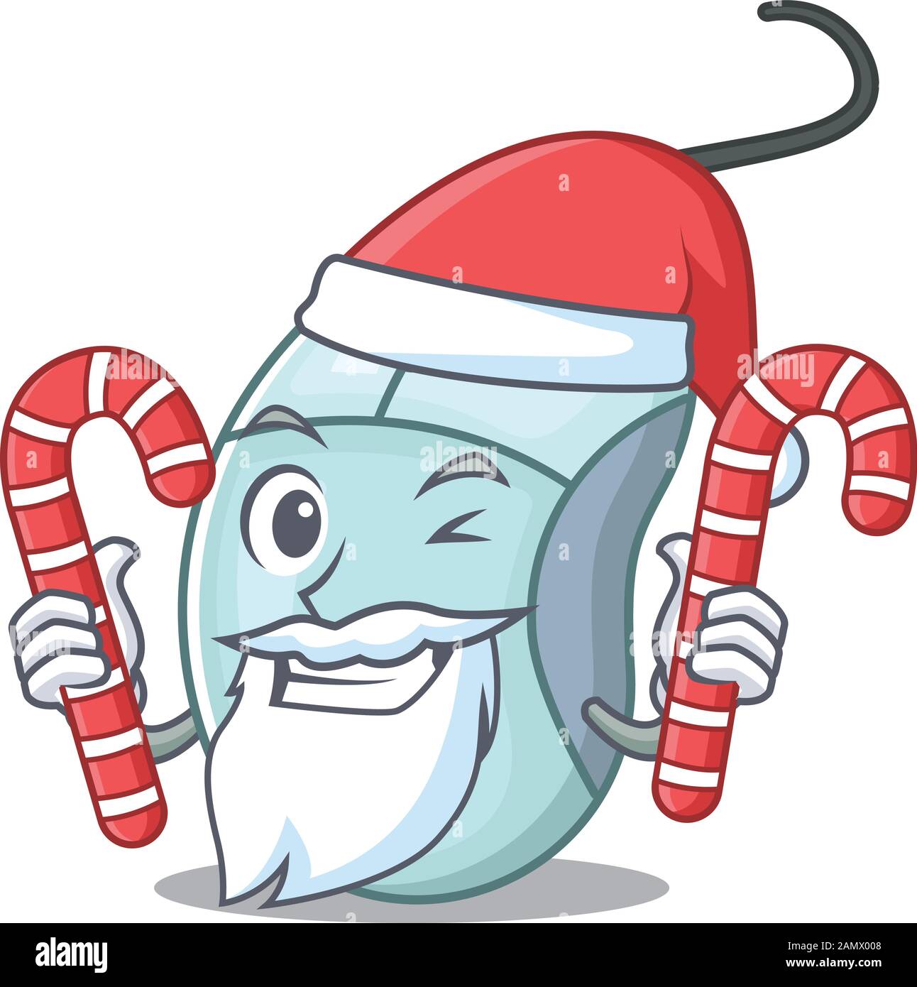 Souris d'ordinateur personnage de dessin animé en costume de Père Noël avec  bonbons Image Vectorielle Stock - Alamy