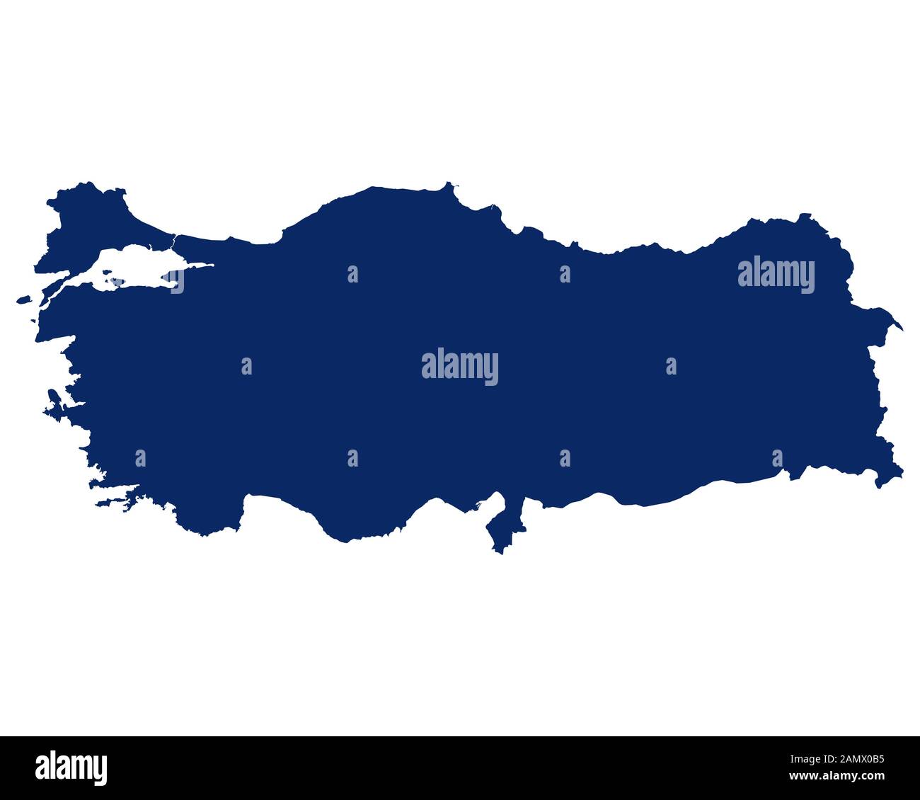 Carte de la Turquie en couleur bleu Banque D'Images