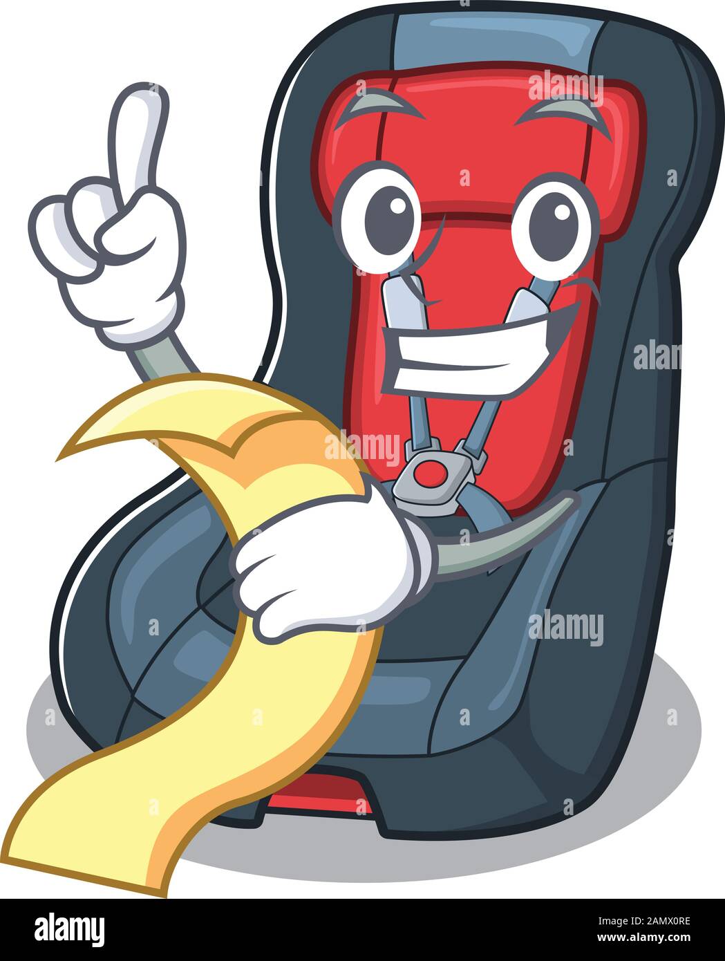 Un drôle de personnage de dessin animé de siège de voiture de bébé avec un  menu Image Vectorielle Stock - Alamy