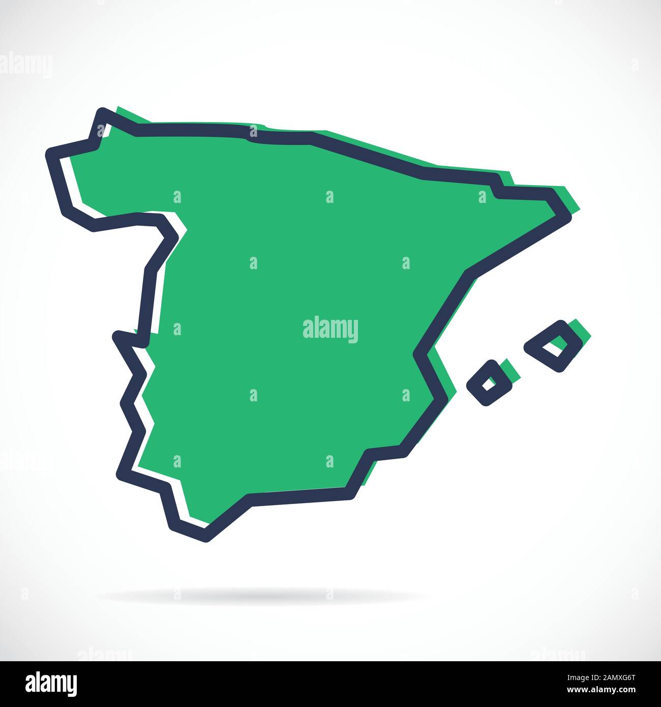 Plan stylisé et simple de l'Espagne Illustration de Vecteur