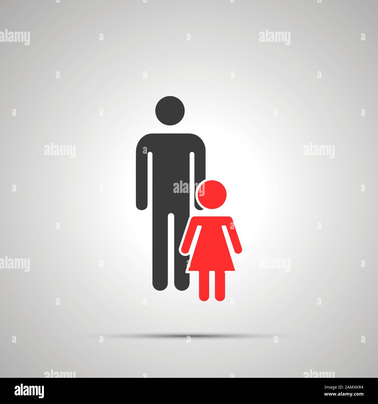 Homme avec silhouette de fille, icône noire simple avec ombre Illustration de Vecteur