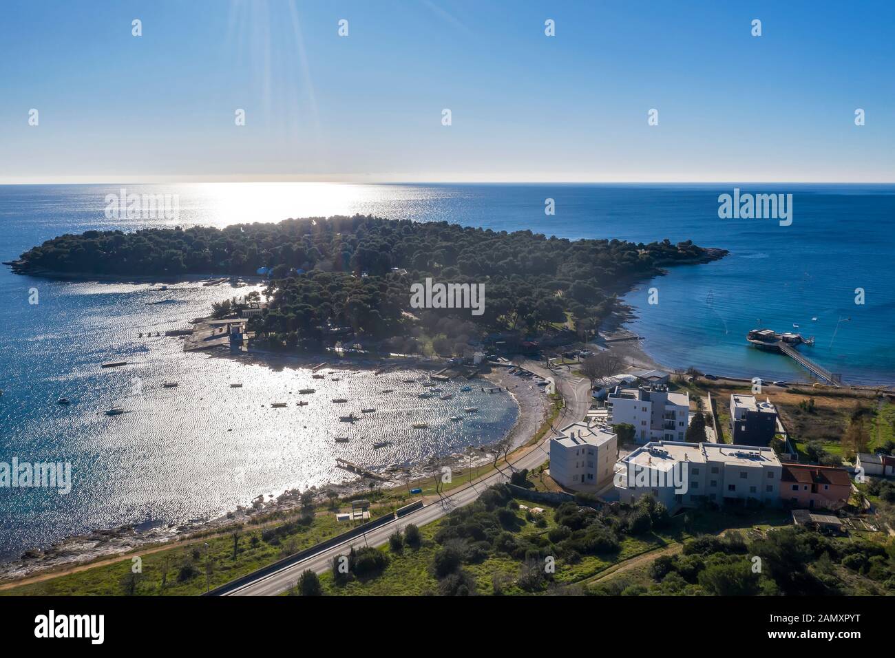 Une vue aérienne de la péninsule de Stoja, Istrie, Croatie Banque D'Images