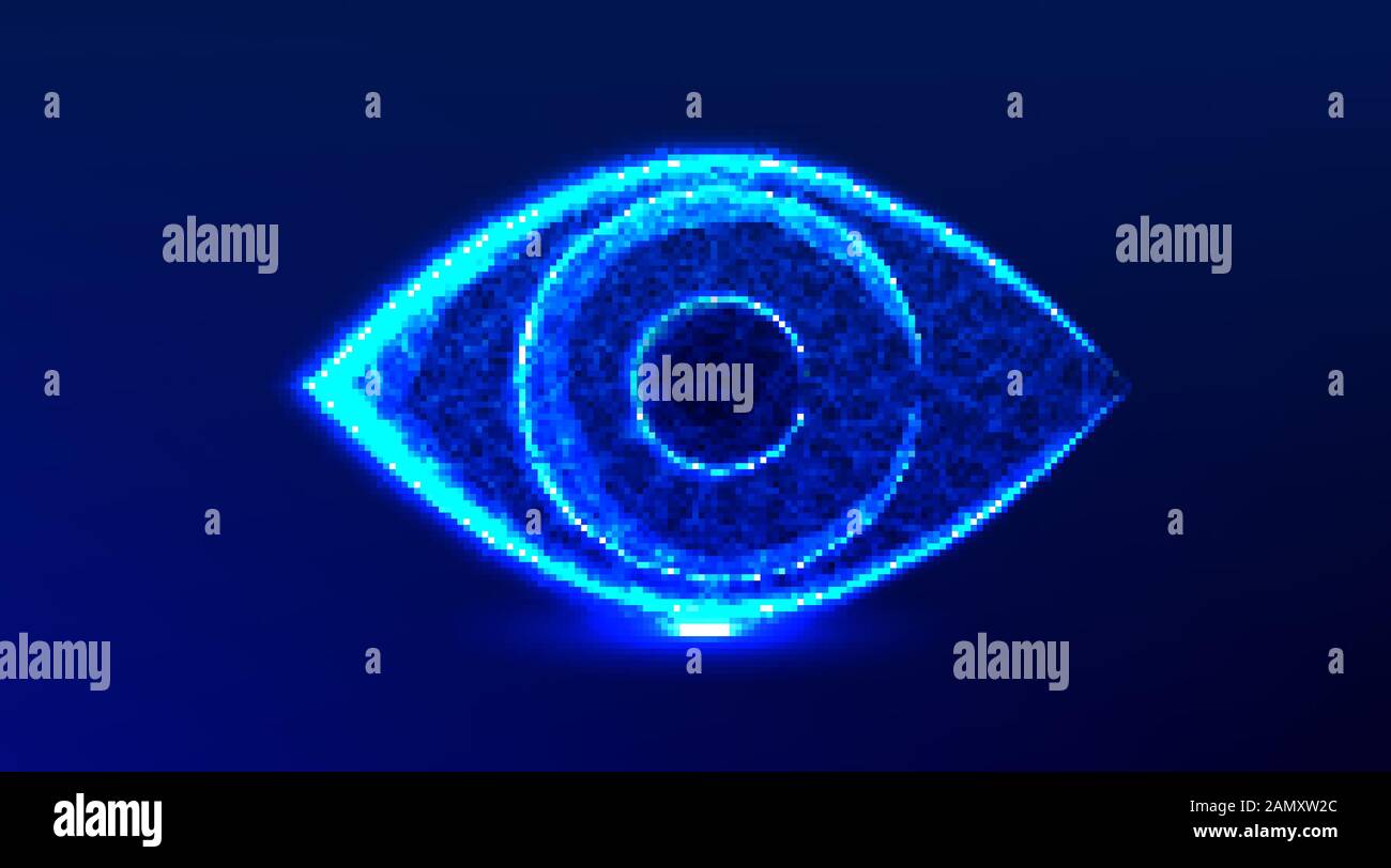 Eye, Vision, Health, Optical, Watch. Conception abstraite de maillage poly filaire faible. De point de connexion et de ligne. Illustration vectorielle sur fond bleu Illustration de Vecteur