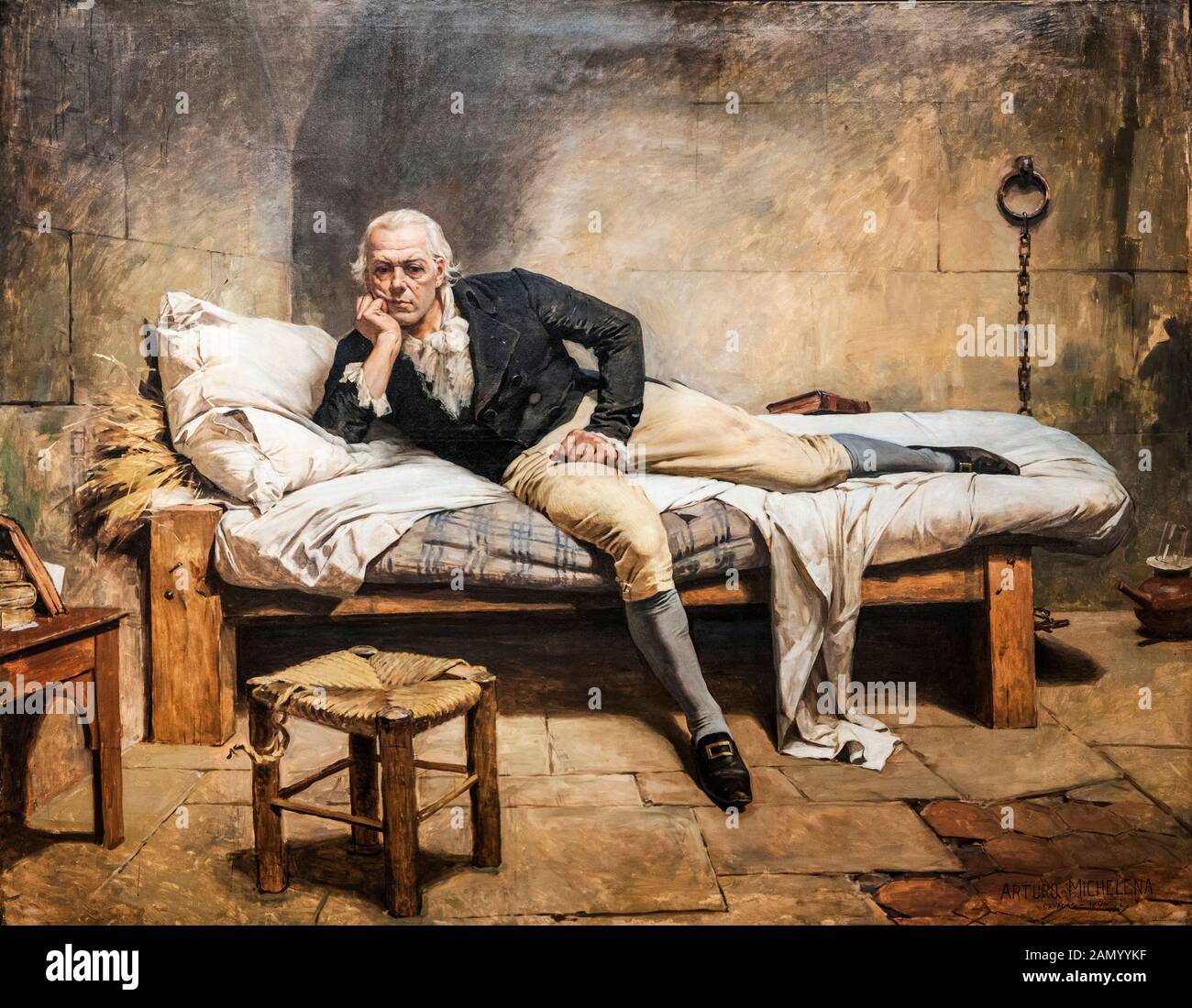 Arturo Michelena, Miranda en la Carraca, (Francisco de Miranda), portrait peint, 1896 Banque D'Images