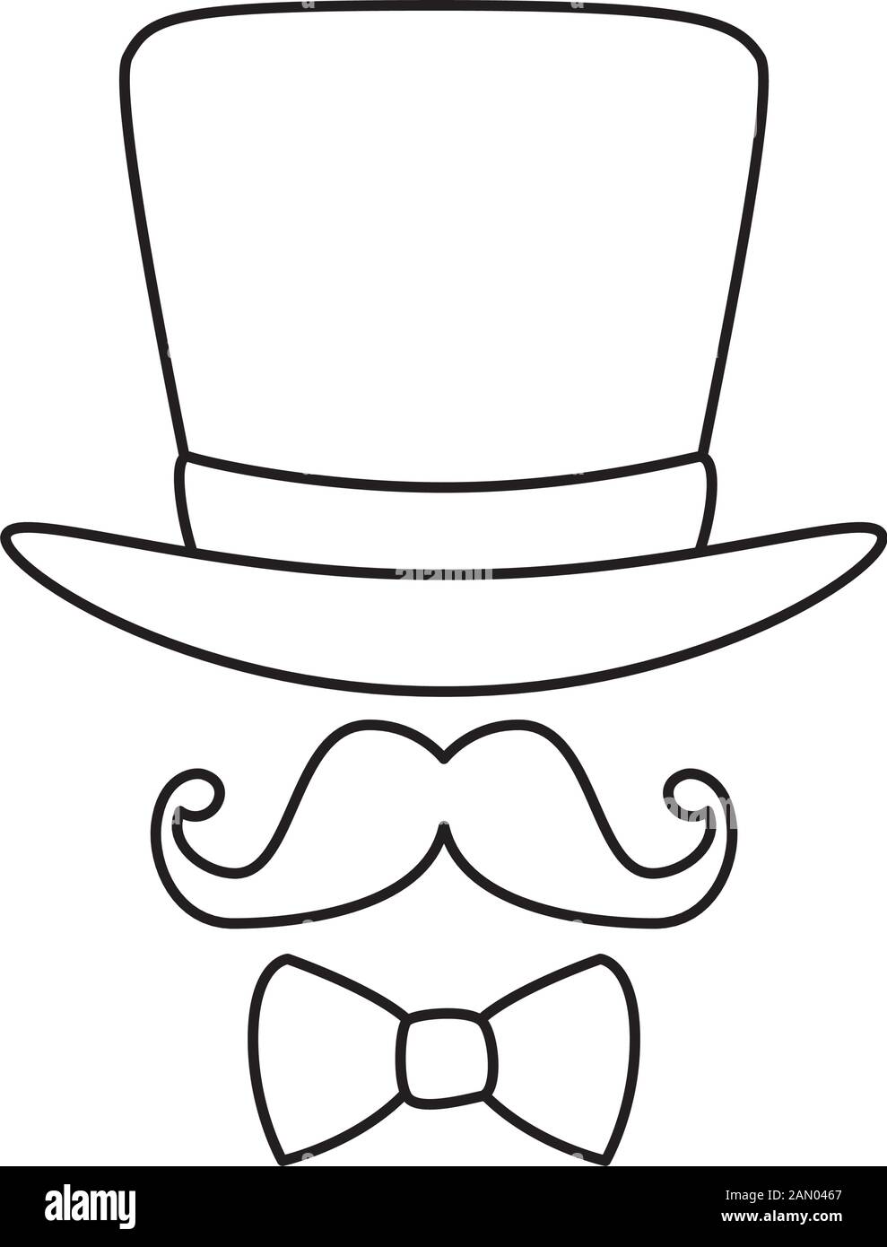 Moustache et chapeau isolé vecteur conception Bow Tie Image Vectorielle  Stock - Alamy
