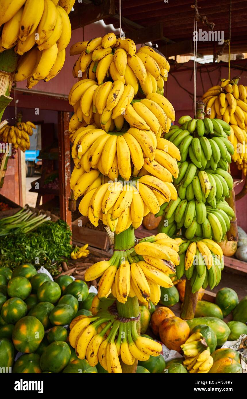 Fruits mûrs sur un marché local, Sri Lanka. Banque D'Images