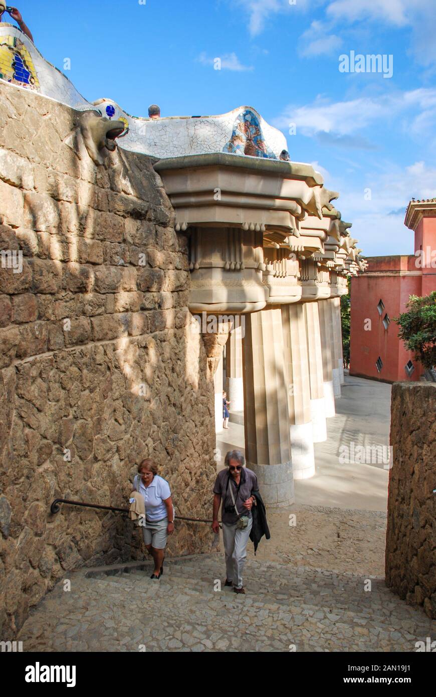 Barcelone Espagne, septembre 2013 Gatehouse en Parc Guel conçu par Antonio Gaudi, qui a été initialement conçu comme la maison de gardien Banque D'Images