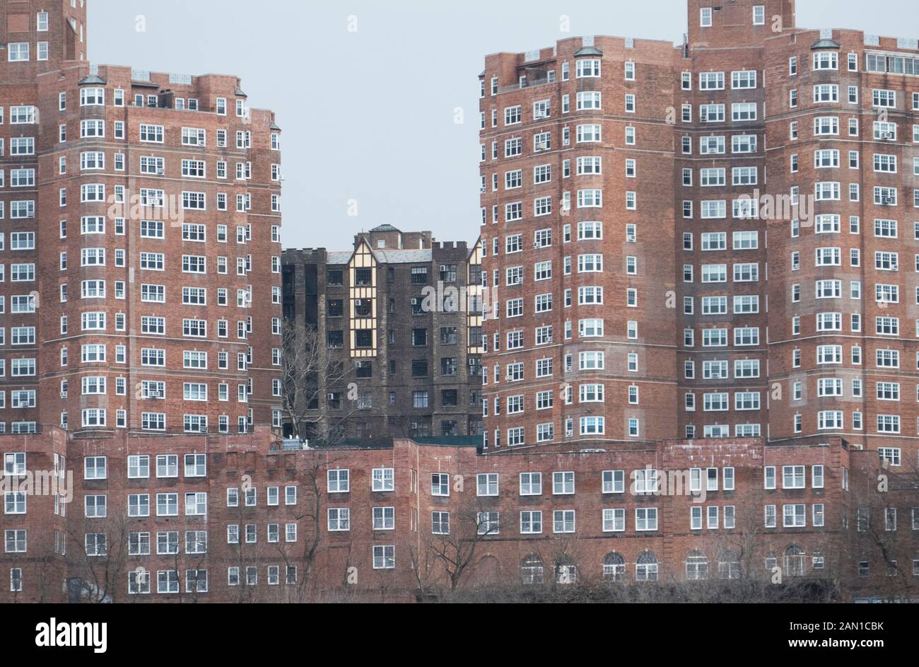 La vue imprenable sur l'île de Manhattan. Hudson Heights Sur Cabrini Blvd, New York City, États-Unis D'Amérique 2018. Banque D'Images