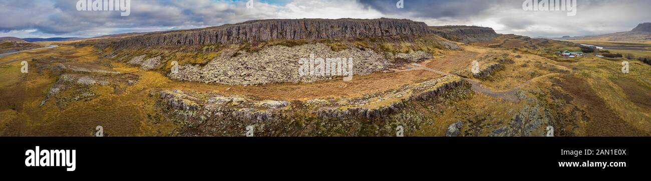 Paysage de lave et de mousse, Skardshamarsland, Borgarfjordur, Islande Banque D'Images