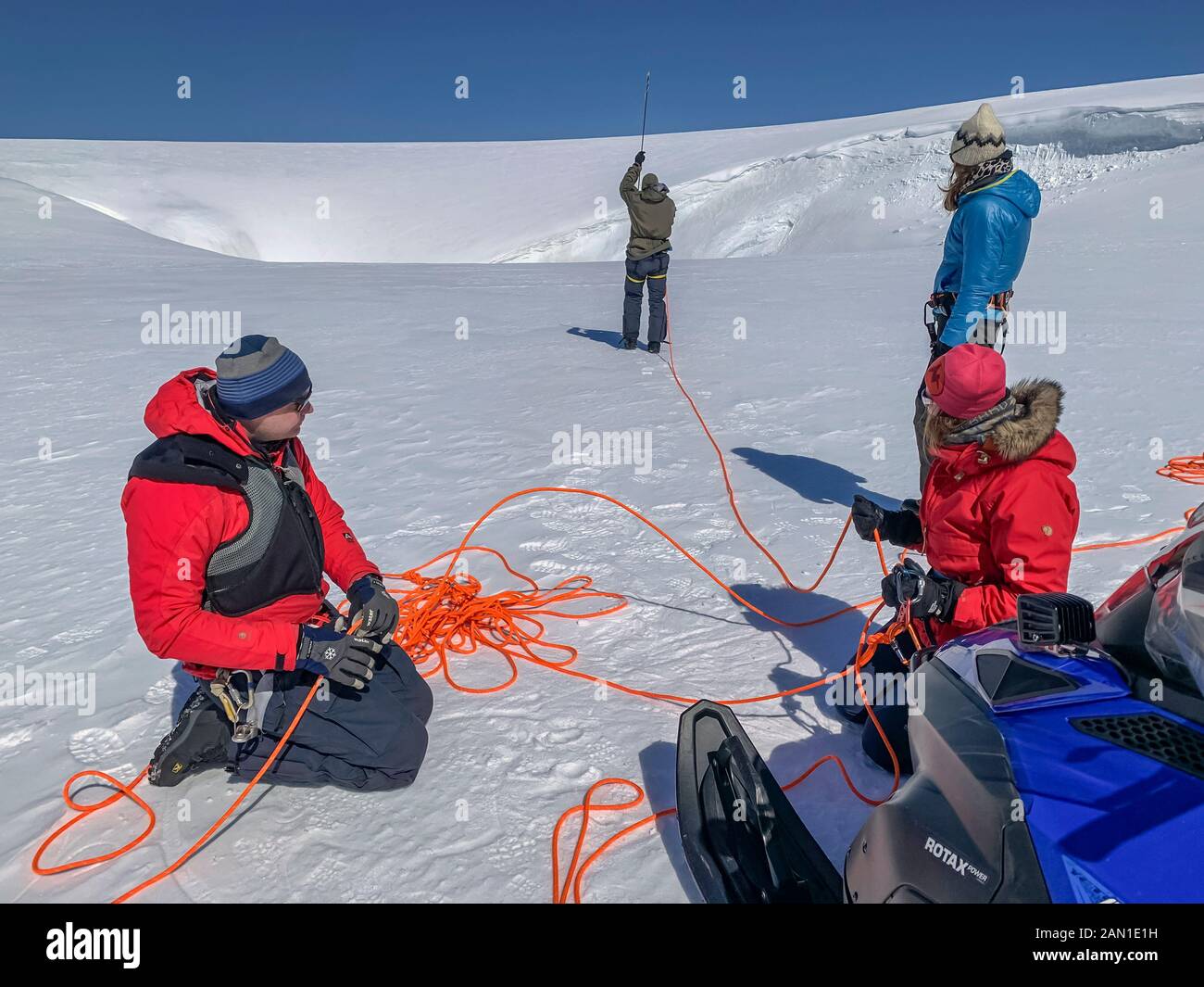 L'expédition de printemps de la société Glaciologique, le glacier Vatnajokull, Islande Banque D'Images L'expédition de printemps de la société Glaciologique, le glacier Vatnajokull, Islande Banque D'Images