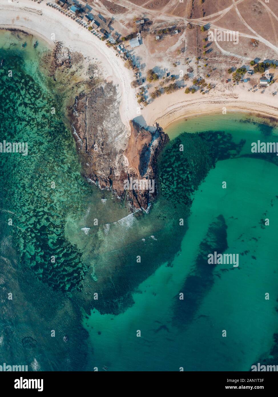 Vue aérienne de la plage de Tanjung aan, Lombok, Indonésie Banque D'Images