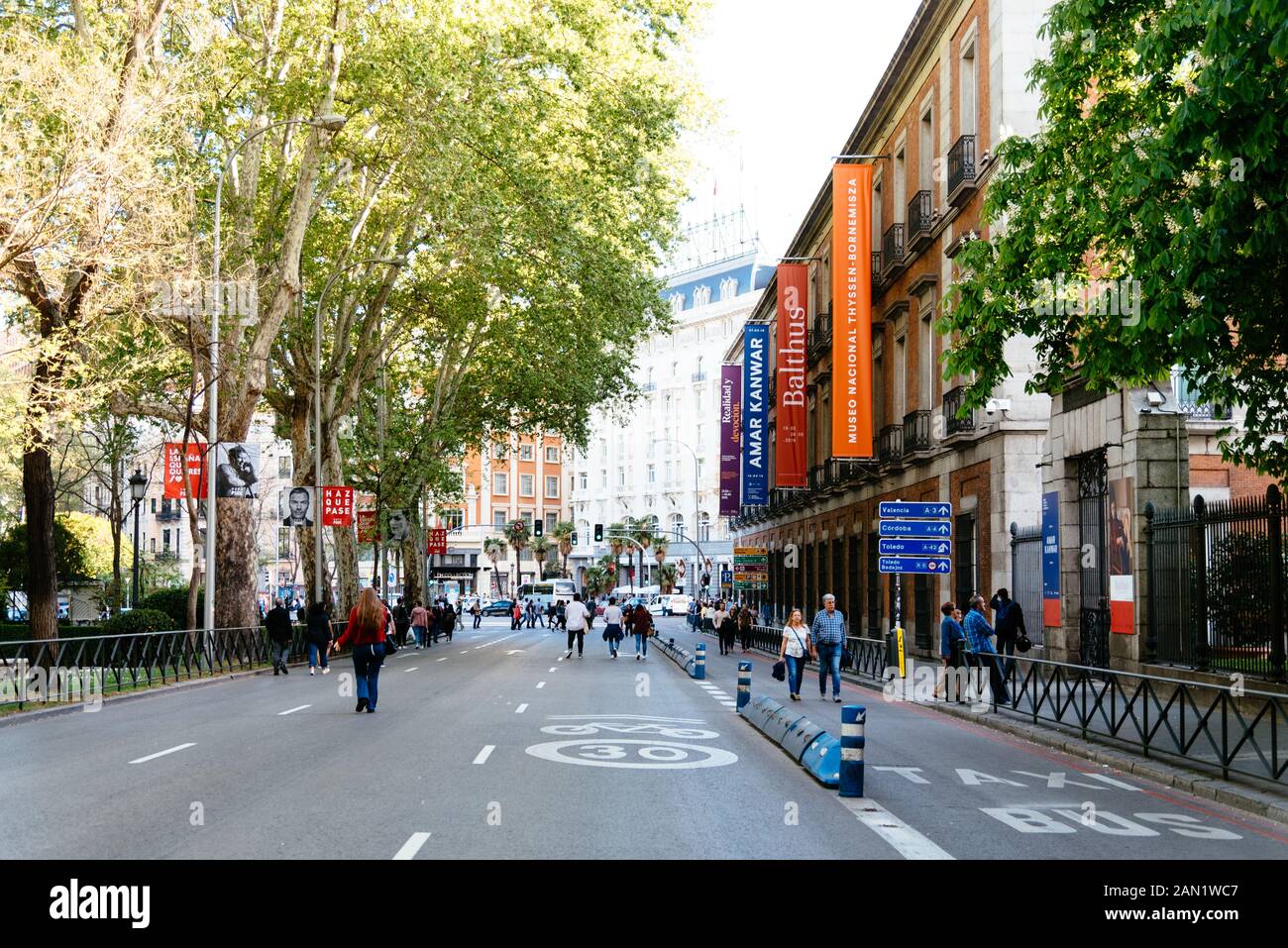 Madrid, Espagne - 14 Avril 2019 : Musée Thyssen-Bornemisza à Paseo del Prado. C'est un musée d'art situé à proximité du musée du Prado Banque D'Images