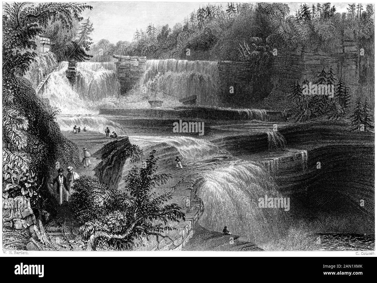 Une gravure de Trenton High Falls numérisées à haute résolution. à partir d'un livre imprimé en 1840. Croyait libres de droit. Banque D'Images