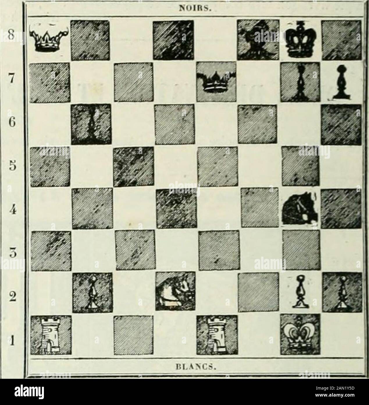 L'illustration : journal universel . CO PROBLEME N° 17 RI.NTIM MME LA CEM-C.IT. MOR/.ILMELIVRAISON. B E 3 — F 4 + T. P G-5-FI: F 1) 2 — F 4 : +. 2. R B 8 — A 8. © C 4 — B 6 +. 3. * A 7 — B 6: 6 A 5 — B LI : +. 4. C C 5 — A 6.T CI — C 8:+. 5. T D8 — C 8: 7 A I — A 6: +- U. P B 7 — A 6:F F 1 — G 2 +. 7. T C 8 — C 6.F G 2 — C 6 +. Tapis. N» 18. Les NOIRS FONT mai en CINQ COLPS.. VBaitete.jc veus cluse; tous vous gclacz! T|i« est-ce qui ueccuiherjit quand je serai ivre n la solution à une prochaine livraison. Rénua. Explication DU DERBIEB BÉBCS.(les cabarets épuisent en rêve tempes la bourse et les s Banque D'Images