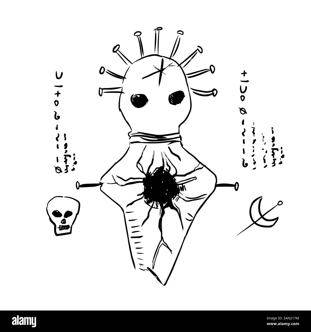 Illustration du crâne occulte, image mystique dessinée à la main. Illustration de Vecteur