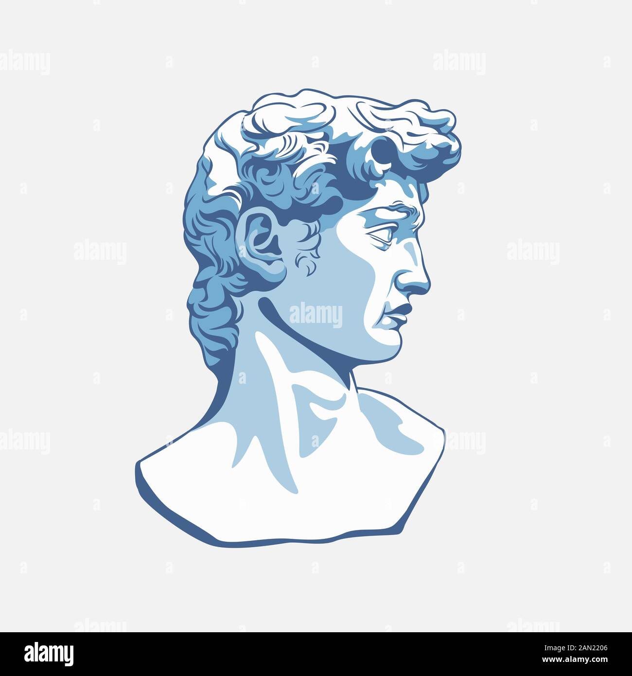 Sculpture grecque dessin animé tête mâle illustration graphique vectorielle Illustration de Vecteur