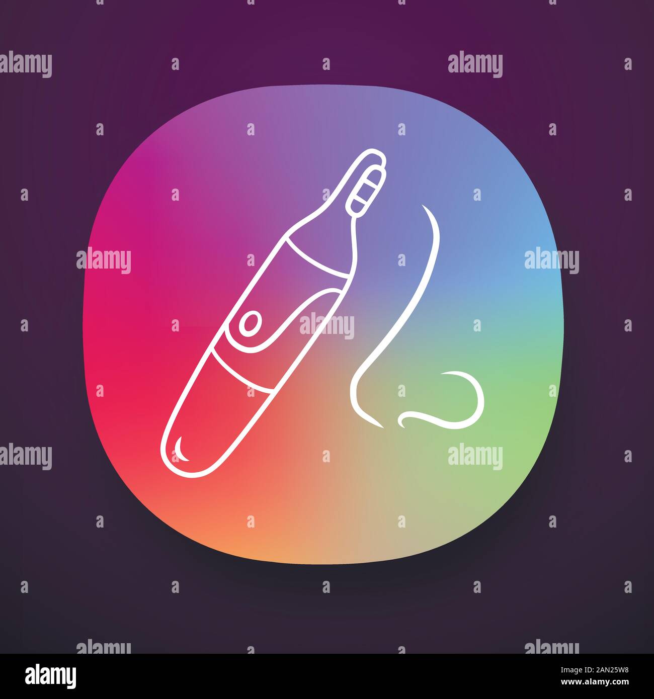 Icône de l'application tondeuse à cheveux nez. Procédure hygiénique d'épilation. Appareil de beauté à usage domestique. Instrument électrique de beauté. Interface utilisateur UI/UX. Web ou mob Illustration de Vecteur