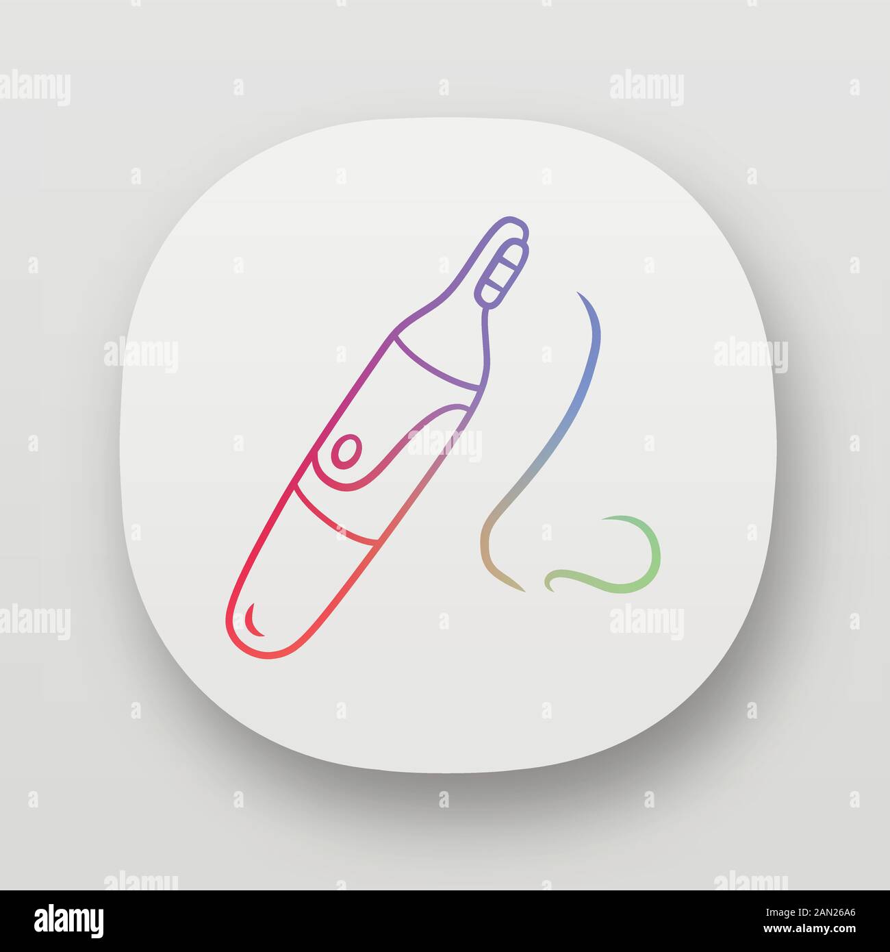 Icône de l'application tondeuse à cheveux nez. Procédure hygiénique d'épilation. Appareil de beauté à usage domestique. Instrument électrique de beauté. Interface utilisateur UI/UX. Web ou mob Illustration de Vecteur