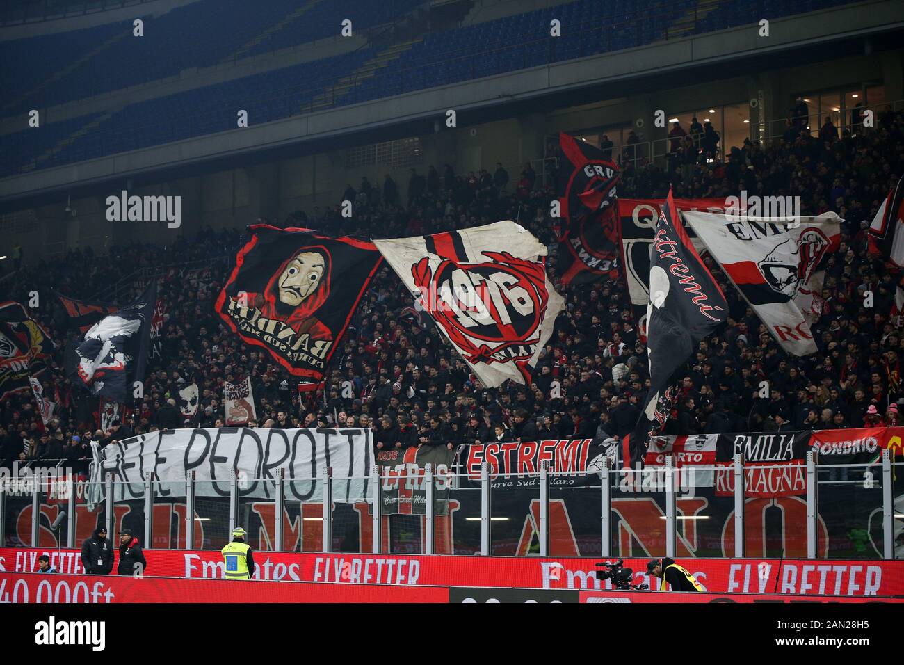 Milano, Italie, 15 Jan 2020, fans milan pendant la ronde de 16 - AC Milan vs Spal - Championnat italien de TIM Cup - crédit: LPS/Francesco Scacianoce/Alay Live News Banque D'Images