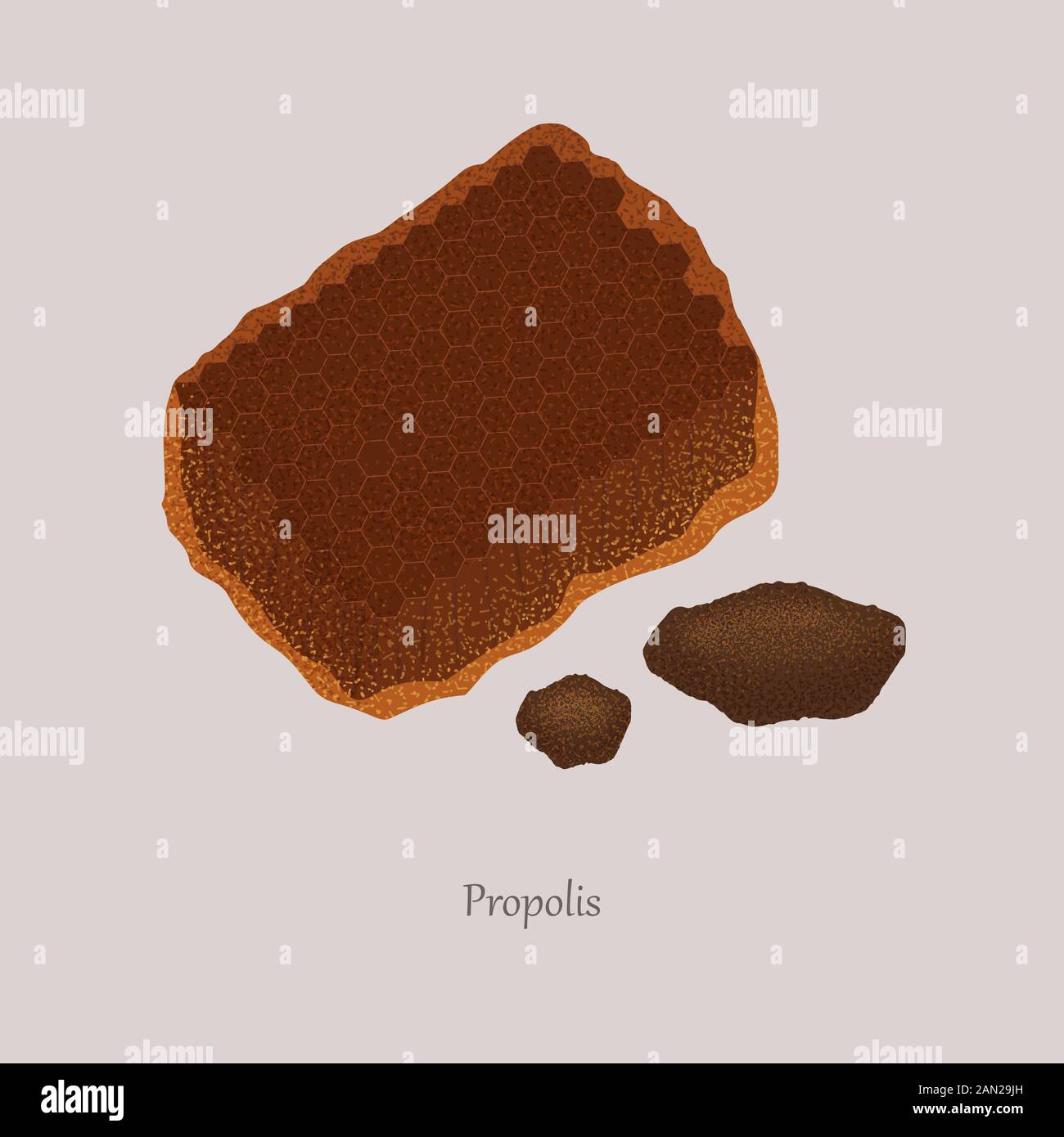 Propolis ou colle d'abeille substance résineux sur fond gris. Illustration de Vecteur