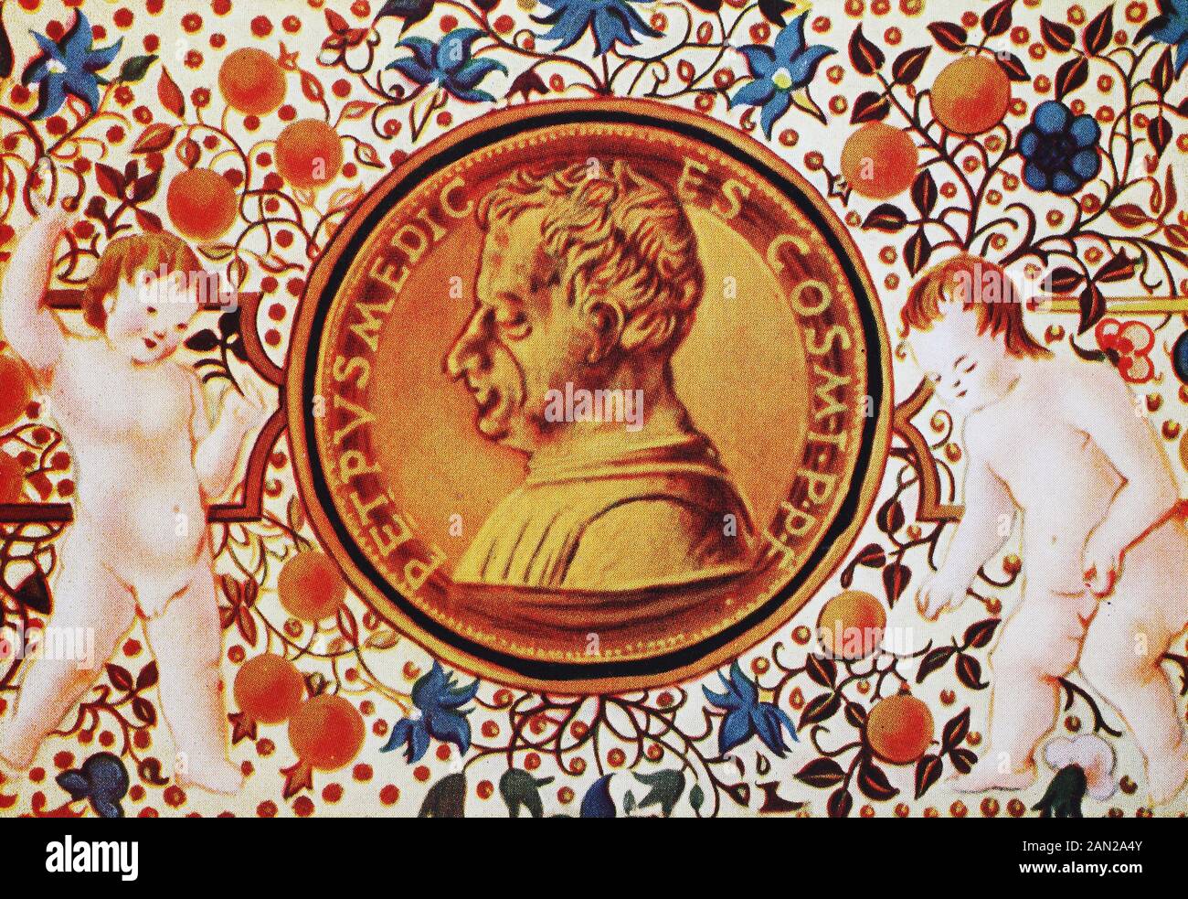 Cosimo di Giovanni de' Medici, appelé frère aîné et père posthume de la Patrie; 27 septembre 1389 – 1er août 1464, était un banquier et politicien italien, le premier membre de la dynastie politique Medici qui a servi de facto de dirigeants de Florence pendant une grande partie de la Renaissance italienne, / Cosimo di Giovanni de 'Medici, genannt der Ältere und postum Vater des Vaterlandes; 27. Septembre 1389 - 1. Août 1464, guerre ein italienischer Bankier und Politiker, das erste Mitglied der politischen Dynastie der Medici, die während eines Großteils der italienischen Renaissance de facto Herrscher Banque D'Images