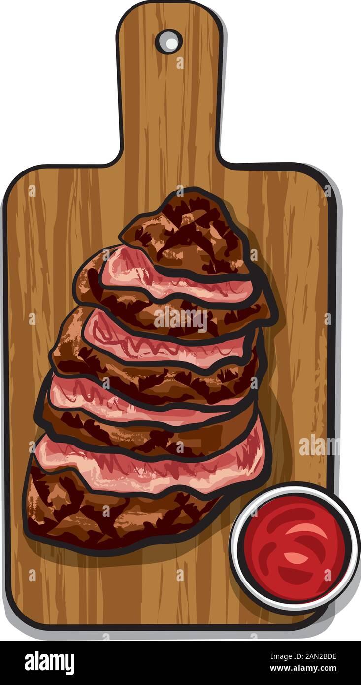 Illustration de tranches de boeuf rôti de boeuf avec sauce tomate35 Illustration de Vecteur