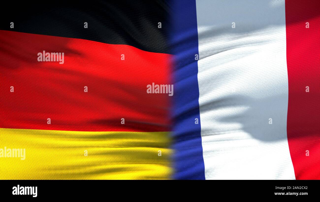 L'Allemagne et la France, l'arrière-plan les drapeaux des relations diplomatiques et économiques Banque D'Images