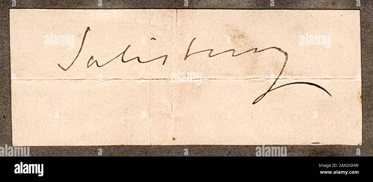 La signature de Robert Arthur Talbot Gascoyne-Cecil, 3e marquis de Salisbury, lord Robert Cecil Banque D'Images