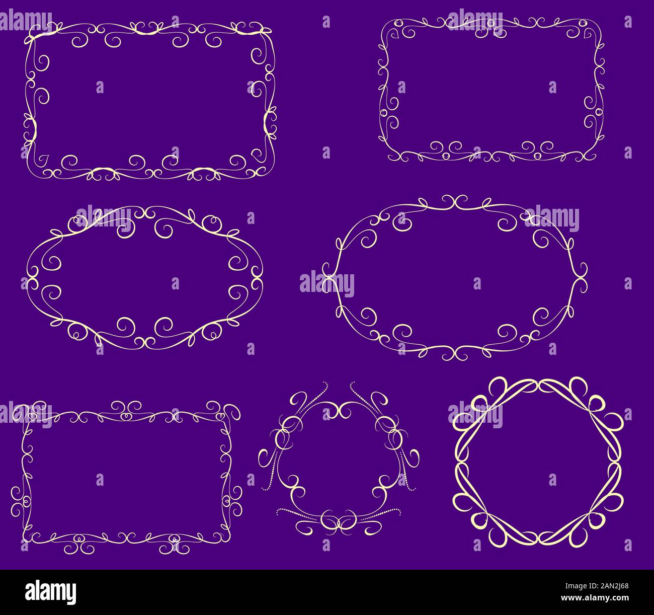 Ensemble de cadres fleuris décoratifs Illustration de Vecteur