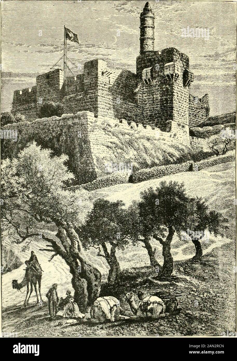 La Terre Sainte et la Bible; . La Citadelle De Jérusalem. (Vu troui la vallée d'Iliuuou). (VOIR PAGE 335.) LA TERRE SAINTE ET LA BIBLE. UN LIVRE D'ILLUSTRATIONS D'ÉCRITURE RASSEMBLÉES EN PALESTINE. Par CUNNINGLIAM GEIKIE, D.D., Vicaire de St. ifarthis au Palais de Norwich. AVEC UNE CARTE DE LA PALESTINE, ET 212 ILLUSTRATIONS REPRODUITES DU CÉLÈBRE TRAVAIL ALLEMAND DE LA DR. GEORG EBERS. M DEUX VOLUMES. VOL. I. ? NEW YORK: JOHN B. ALDEN, PUBLISPIER. 18 SS.holylandbible01geikuoft Banque D'Images