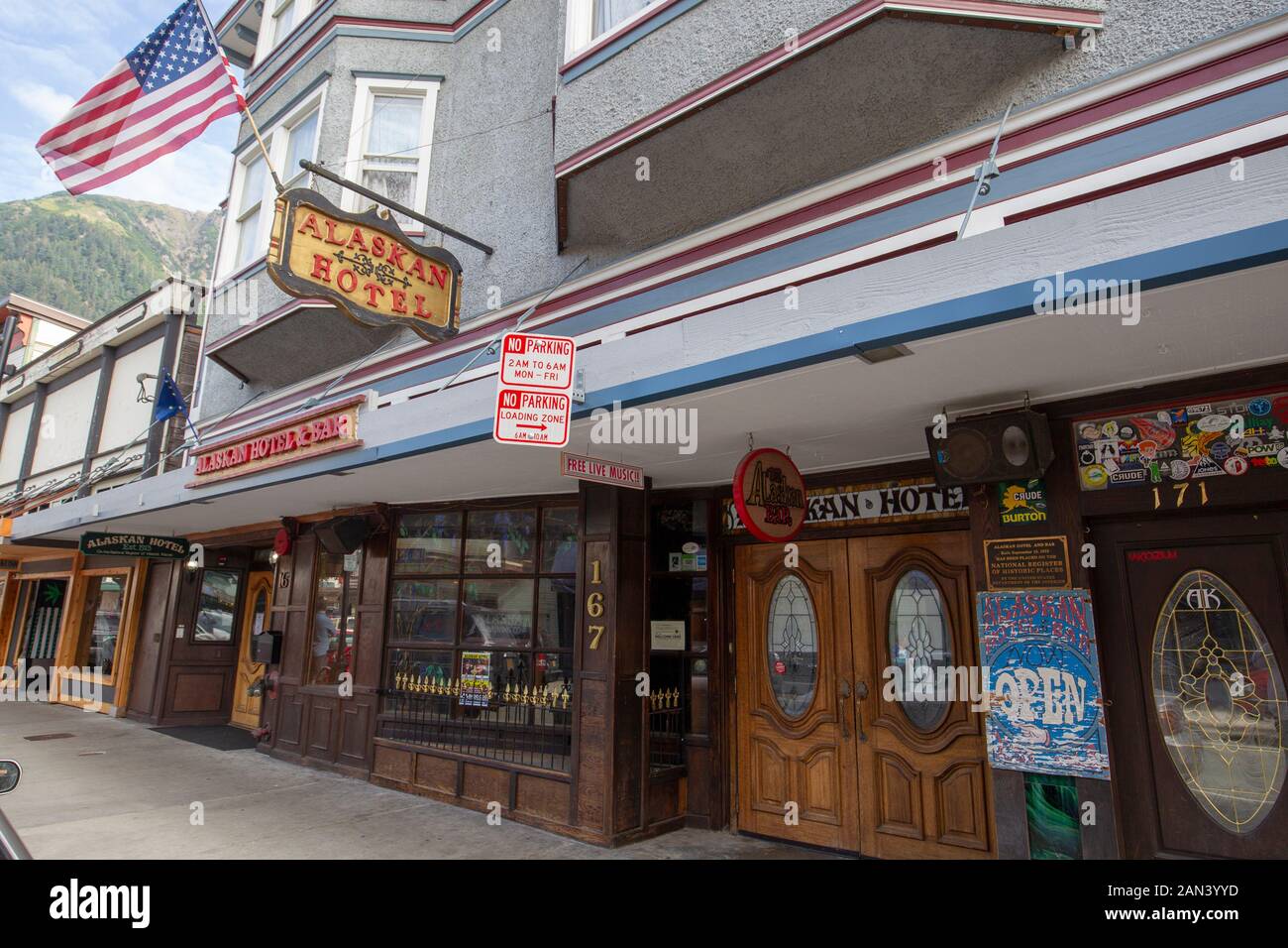 L'Alaskan Hotel et bar à Juneau, Alaska est inscrit sur le Registre National des Endroits Historiques. Banque D'Images