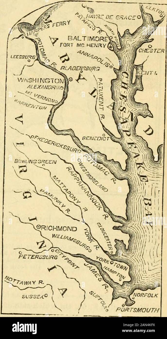Une histoire scolaire picturale des États-Unis, à laquelle s'ajoutent la Déclaration d'indépendance et la Constitution des États-Unis . les villes importantes. XYIII. Ross, avec des fivemilliers d'hommes, a atterri à Benoît, situé sur la rivière Patuxent, vingt-fivemiles de sa bouche. L'objet Plisfirst était la déstruc-tion d'une flottille américaine, commandée par le CommodoreBarney, qui avait du harassedand blessé les vessesplus légères de la flotte d'enemys, mais qui était alors allongé dans le Patux-ent. Alors que l'apj britannique a fait des roach, Barney, plutôt que de faire tomber ses bateaux dans leurs mains, les brûla. X. Rosss ne Banque D'Images