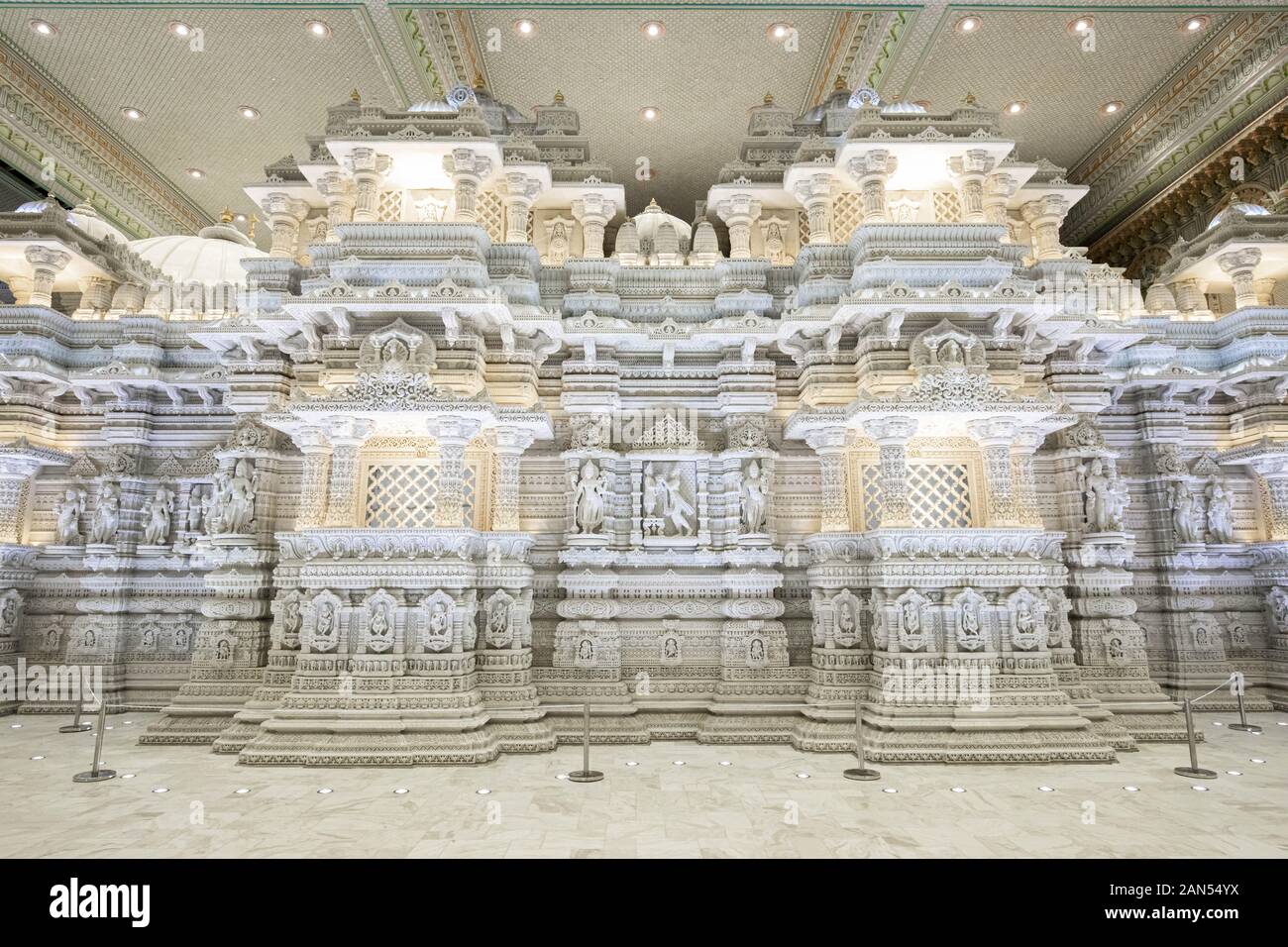 Temple Hindou temple BAPS Shri Swaminarayan Mandir à New Jersey, USA Banque D'Images