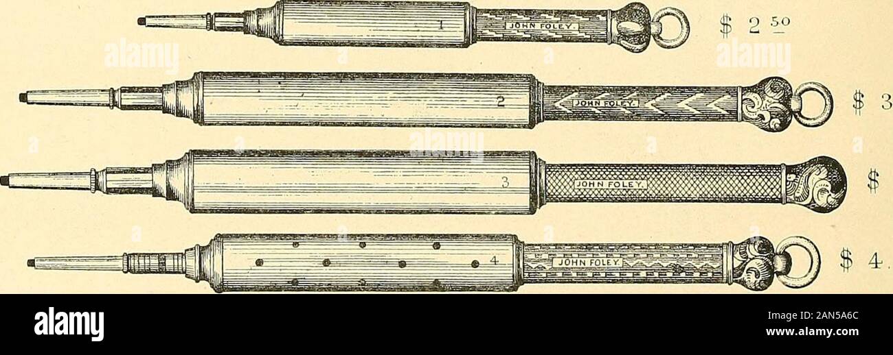 Histoire de l'invention et l'illustre processus de fabrication de diamants  de Foley a souligné les stylos d'or . Vis d'Ivoire monté or crayons..  Ivoire monté or crayons magiques. N° 1 crayon magique