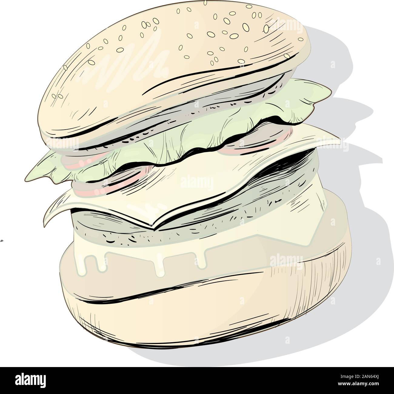 Illustration vecteur de Burger. L'icône de restauration rapide. Illustration de Vecteur