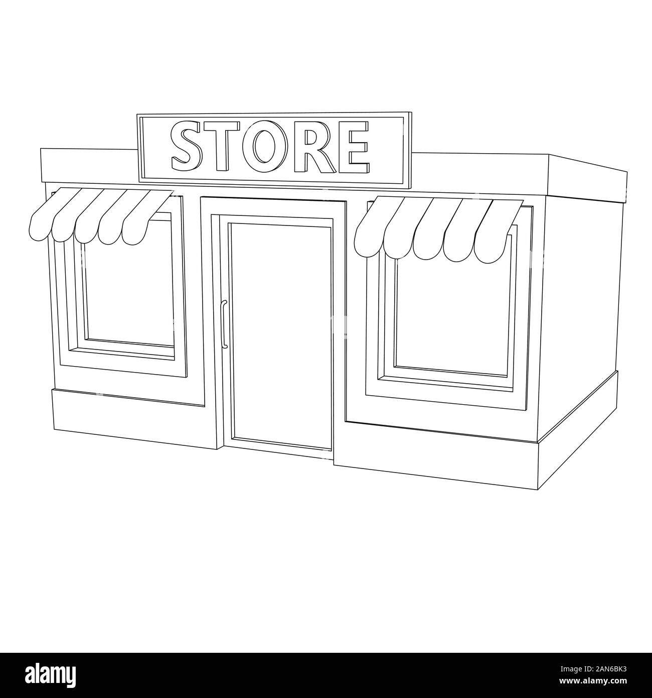 Édifice du magasin. Contours house Illustration de Vecteur