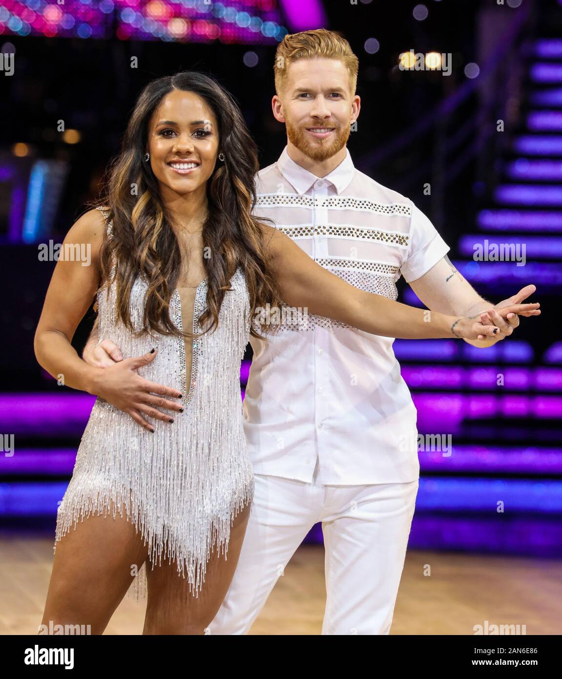 Alex Scott et Neil Jones assistant à un Photocall en avant de la première nuit de la Strictly Come Dancing Live Tour 2020 à l'Arena de Birmingham. Banque D'Images