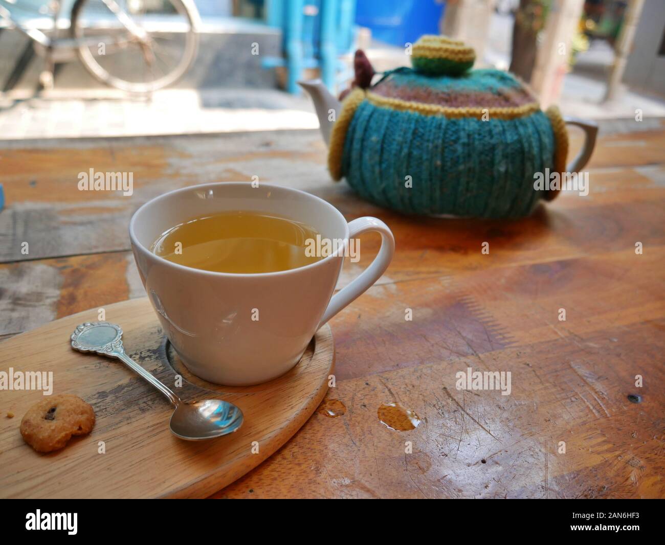 L'heure du thé dans un petit café au Cambodge Banque D'Images